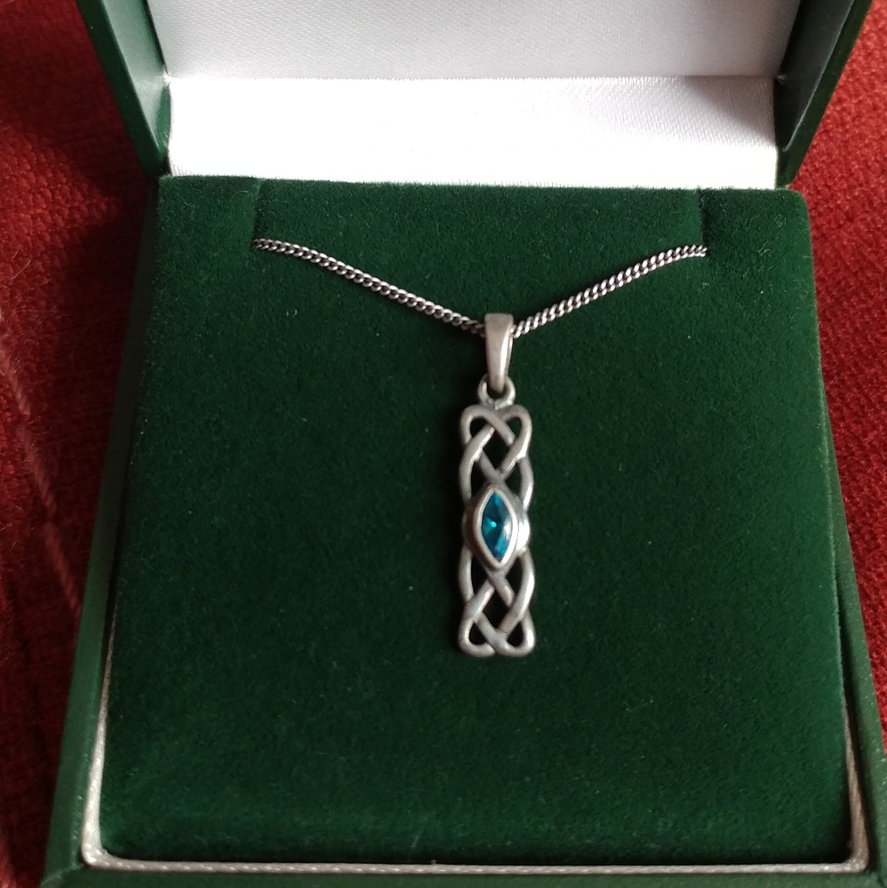 Sterling Silver Celtic Knotwork Birthstone Pendant Necklace
